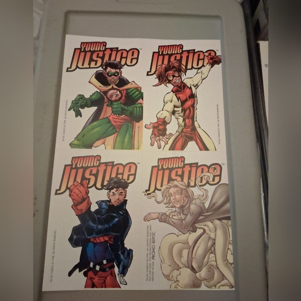 ​Vintage 1998 DC Young Justice Promo Sticker Card Set